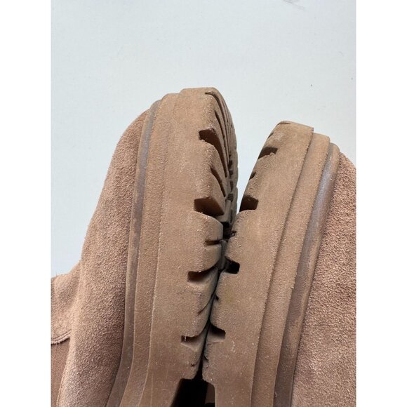 ZARA Brown Suede Leather Lug Sole Platform Ankle Chelsea Boots, Size 36 - Picture 13 of 16